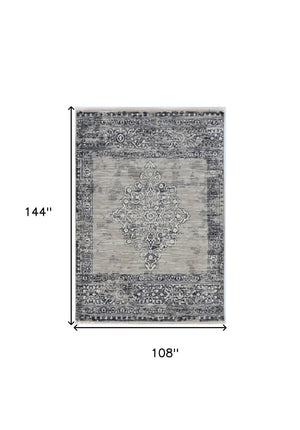 Homeroots 9' X 12' Charcoal And Gray Medallion Area Rug  Polypropylene 375623