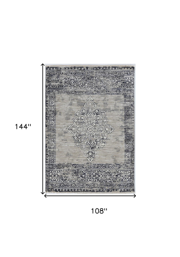 Homeroots 9' X 12' Charcoal And Gray Medallion Area Rug  Polypropylene 375623