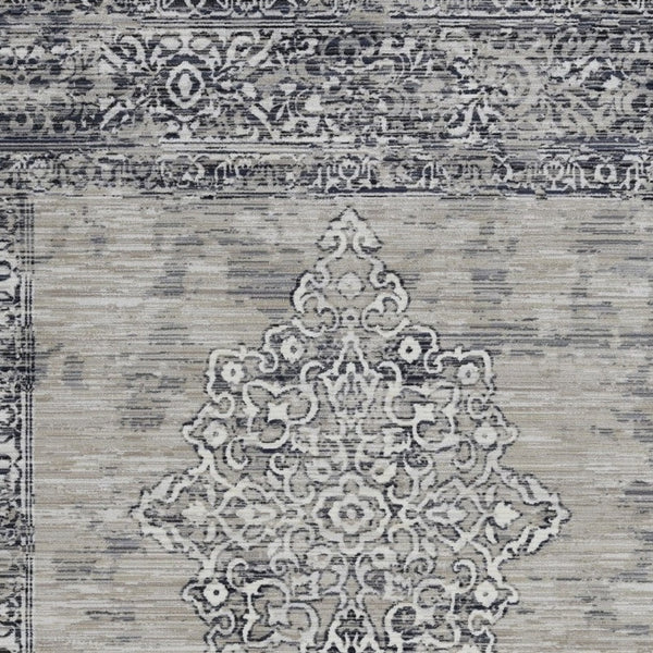 Homeroots 9' X 12' Charcoal And Gray Medallion Area Rug  Polypropylene 375623