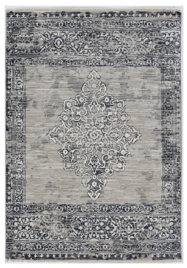 Homeroots 9' X 12' Charcoal And Gray Medallion Area Rug  Polypropylene 375623
