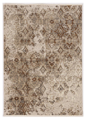 Homeroots 9' X 12' Ivory Sand And Rust Oriental Area Rug  Polypropylene 375647