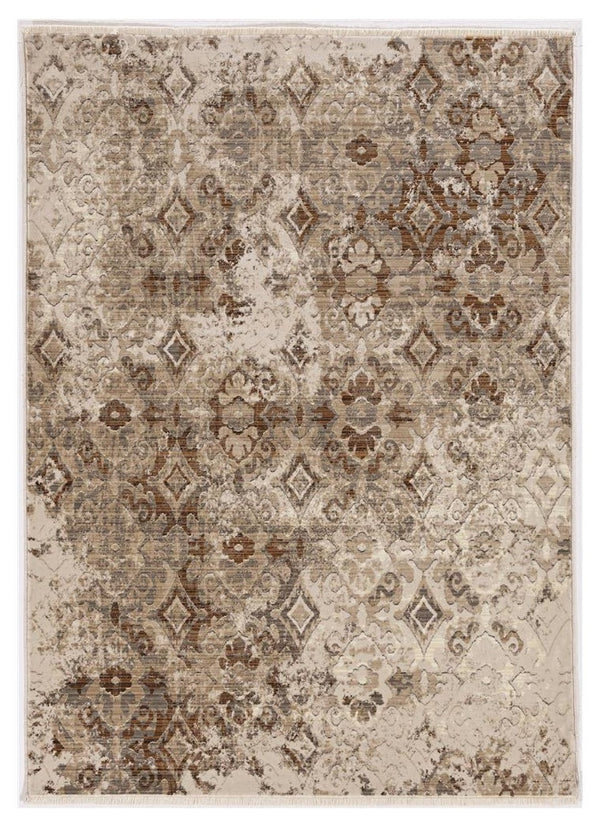 Homeroots 9' X 12' Ivory Sand And Rust Oriental Area Rug  Polypropylene 375647