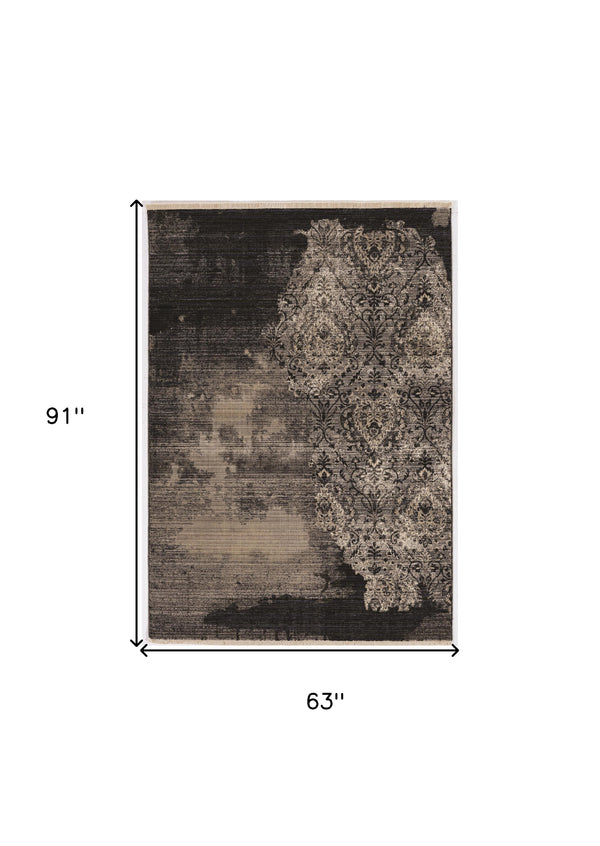 Homeroots 5' X 8' Taupe And Black Abstract Area Rug  Polypropylene 375656