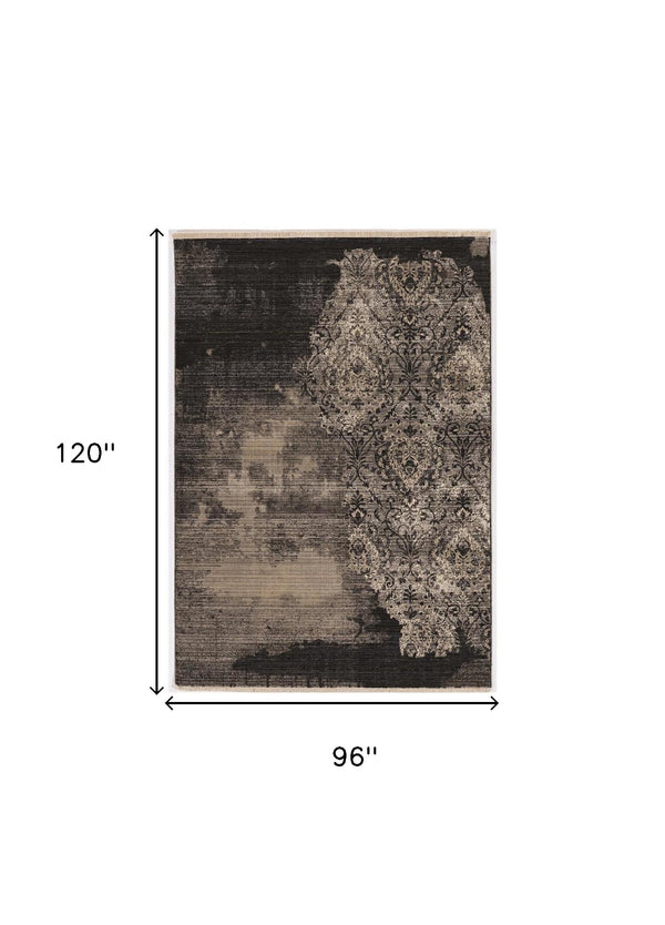 Homeroots 8' X 10' Taupe And Black Abstract Area Rug  Polypropylene 375658