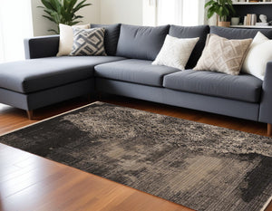 Homeroots 9' X 12' Taupe And Black Abstract Area Rug  Polypropylene 375659