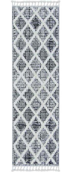 Homeroots 8' Runner Charcoal Geometric Runner Rug  Polyester 375665