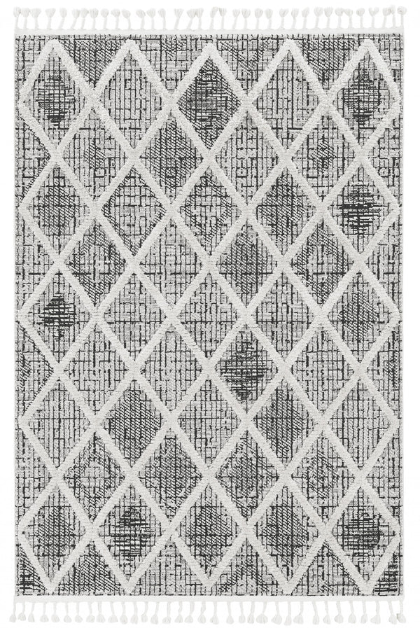 Homeroots 3' X 5' Charcoal Geometric Area Rug  Polyester 375666