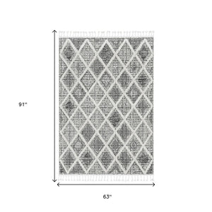 HomeRoots 12' Cream and Charcoal Geometric Area Rug - Modern Sophistication for Stylish Living Spaces 5' X 8' 375667
