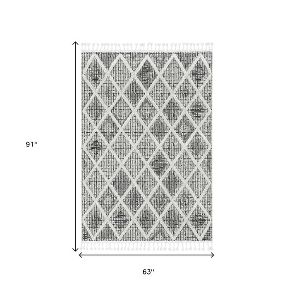 HomeRoots 12' Cream and Charcoal Geometric Area Rug - Modern Sophistication for Stylish Living Spaces 5' X 8' 375667