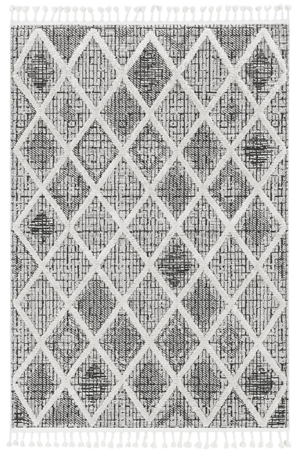 HomeRoots 12' Cream and Charcoal Geometric Area Rug - Modern Sophistication for Stylish Living Spaces 5' X 8' 375667