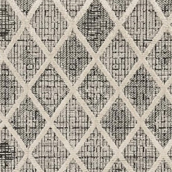 HomeRoots 12' Cream and Charcoal Geometric Area Rug - Modern Sophistication for Stylish Living Spaces 8' X 11' 375668