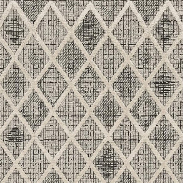 HomeRoots 12' Cream and Charcoal Geometric Area Rug - Modern Sophistication for Stylish Living Spaces 8' X 11' 375668