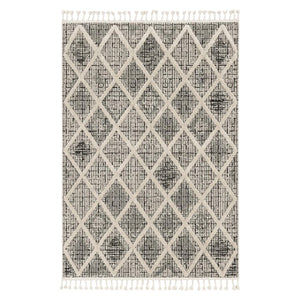 HomeRoots 12' Cream and Charcoal Geometric Area Rug - Modern Sophistication for Stylish Living Spaces 8' X 11' 375668