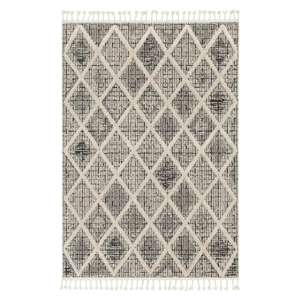 HomeRoots 12' Cream and Charcoal Geometric Area Rug - Modern Sophistication for Stylish Living Spaces 8' X 11' 375668