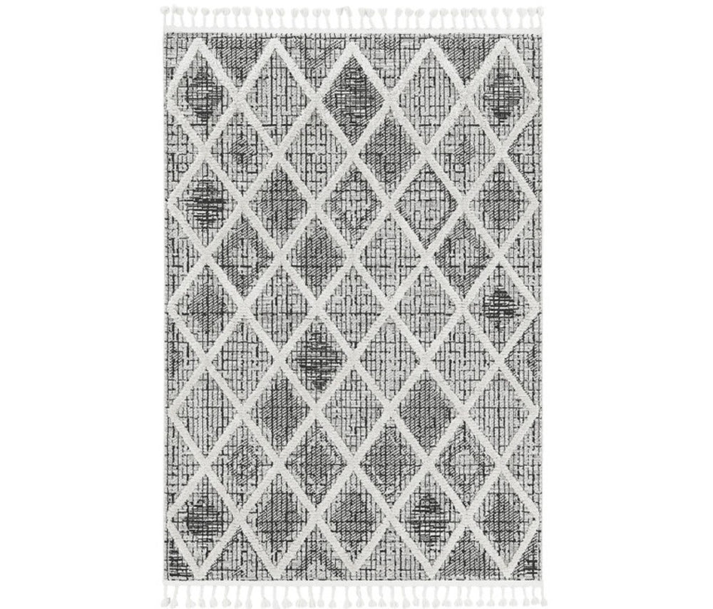 HomeRoots 9' Contemporary Cream and Charcoal Geometric Area Rug for Modern Living Spaces, Durable Comfort 9' X 13' 375669