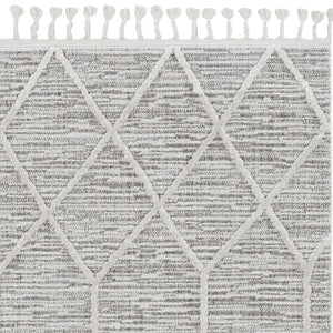 HomeRoots 12' Gray and Ivory Geometric Area Rug - Modern Design for Living Rooms, Durable Polyester, Easy Care 12' X 15' 375670