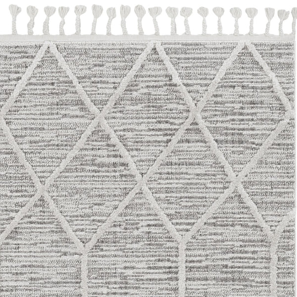 HomeRoots 12' Gray and Ivory Geometric Area Rug - Modern Design for Living Rooms, Durable Polyester, Easy Care 12' X 15' 375670