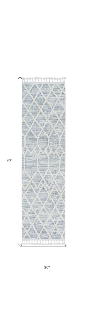 Homeroots 8' Gray And Ivory Abstract Runner Rug  Polyester 375671
