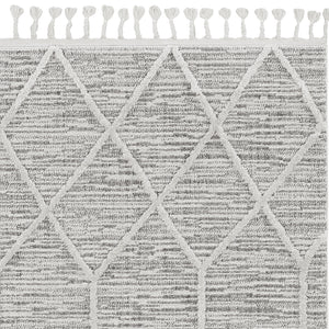 Homeroots 8' Gray And Ivory Abstract Runner Rug  Polyester 375671