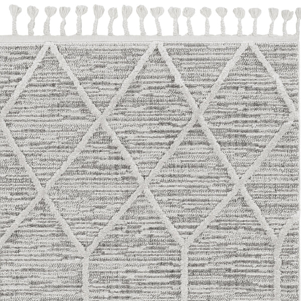 Homeroots 8' Gray And Ivory Abstract Runner Rug  Polyester 375671