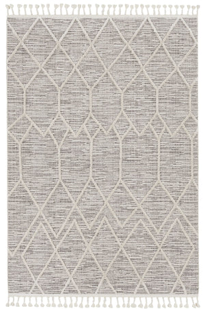 Homeroots 5' X 8' Gray And Ivory Abstract Area Rug  Polyester 375673