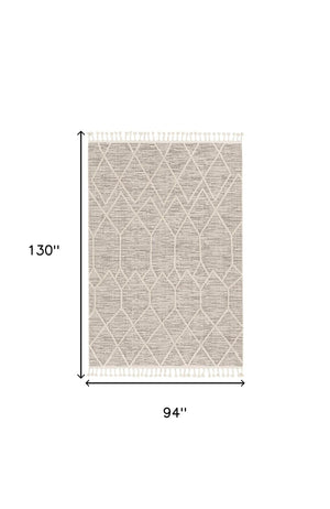Homeroots 8' X 11' Ivory Grey Machine Woven Geometric Indoor Area Rug  Polyester 375674