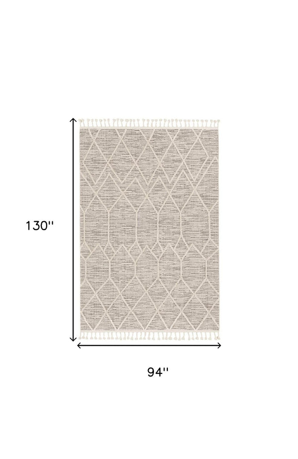 Homeroots 8' X 11' Ivory Grey Machine Woven Geometric Indoor Area Rug  Polyester 375674