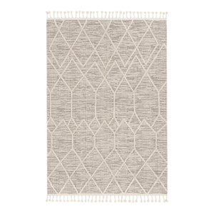 HomeRoots 12' Gray and Ivory Geometric Area Rug - Modern Design for Living Rooms, Durable Polyester, Easy Care 8' X 11' 375674