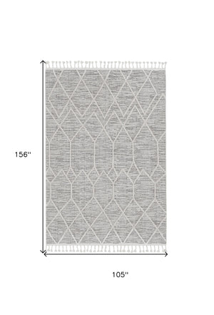 Homeroots 9' X 13' Ivory Grey Machine Woven Geometric Indoor Area Rug  Polyester 375675