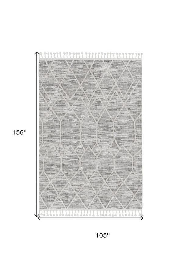 Homeroots 9' X 13' Ivory Grey Machine Woven Geometric Indoor Area Rug  Polyester 375675