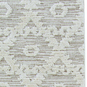 HomeRoots 12' Ivory Beige Area Rug - Contemporary Geometric Design, Durable Polyester for Living Spaces Elegance 8" Runner 375677