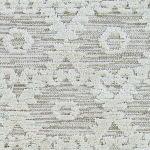 HomeRoots 12' Ivory Beige Area Rug - Contemporary Geometric Design, Durable Polyester for Living Spaces Elegance 8" Runner 375677
