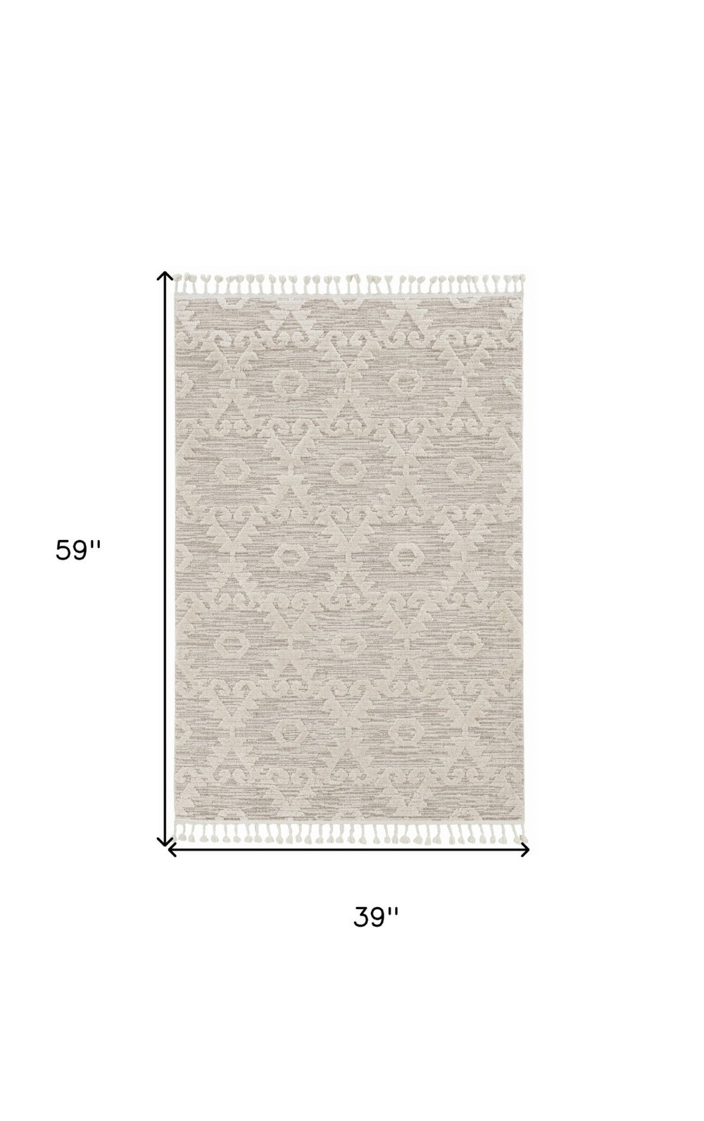 HomeRoots 12' Ivory Beige Area Rug - Contemporary Geometric Design, Durable Polyester for Living Spaces Elegance 3' X 5' 375678