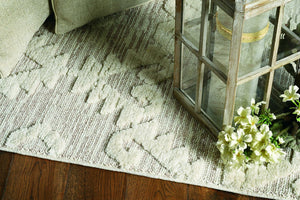 HomeRoots 12' Ivory Beige Area Rug - Contemporary Geometric Design, Durable Polyester for Living Spaces Elegance 3' X 5' 375678