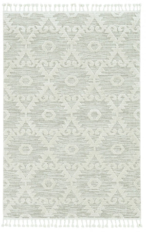 HomeRoots 12' Ivory Beige Area Rug - Contemporary Geometric Design, Durable Polyester for Living Spaces Elegance 5' X 8' 375679