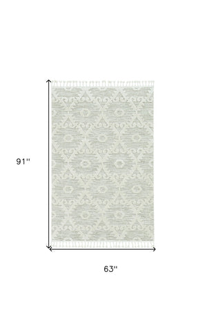 HomeRoots 12' Ivory Beige Area Rug - Contemporary Geometric Design, Durable Polyester for Living Spaces Elegance 5' X 8' 375679