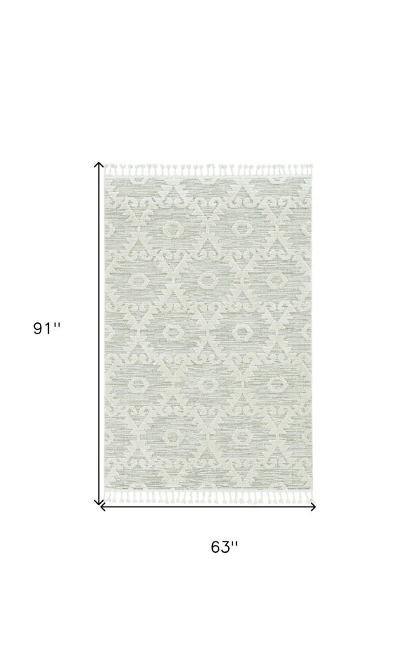 HomeRoots 12' Ivory Beige Area Rug - Contemporary Geometric Design, Durable Polyester for Living Spaces Elegance 5' X 8' 375679