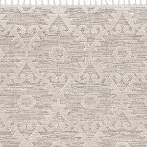 HomeRoots 12' Ivory Beige Area Rug - Contemporary Geometric Design, Durable Polyester for Living Spaces Elegance 8' X 11' 375680