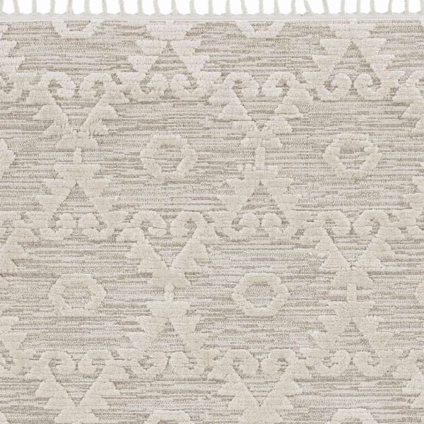 HomeRoots 12' Ivory Beige Area Rug - Contemporary Geometric Design, Durable Polyester for Living Spaces Elegance 8' X 11' 375680