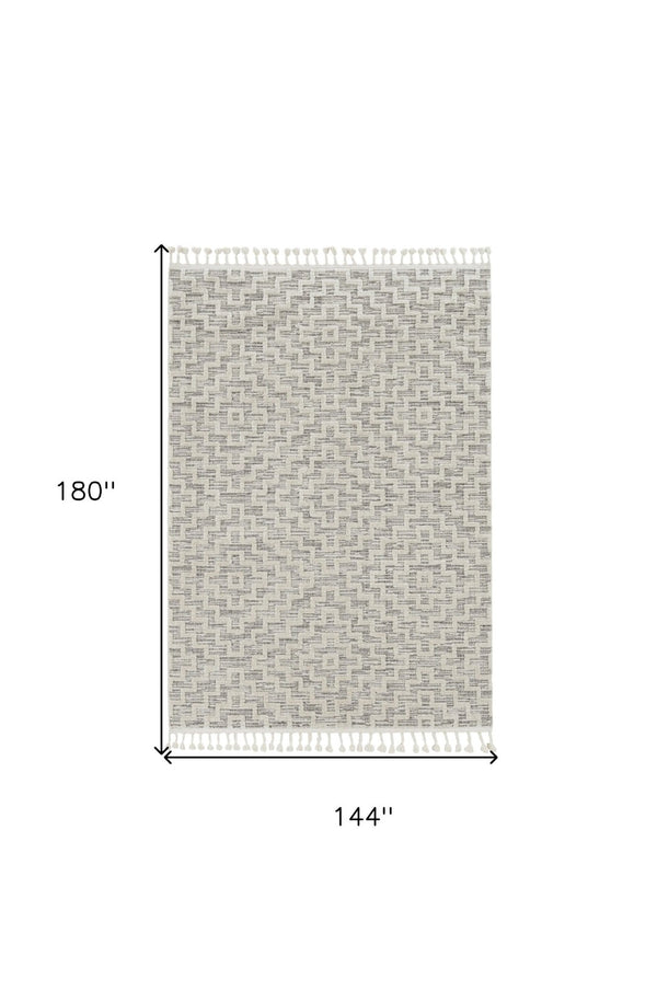 HomeRoots 12' Gray and Ivory Geometric Area Rug - Modern Elegant Design for Living Spaces and Comfort Underfoot 12' X 15' 375682
