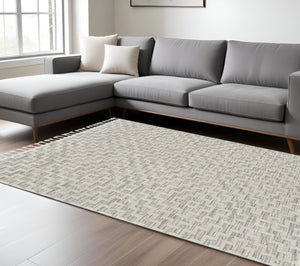 HomeRoots 12' Gray and Ivory Geometric Area Rug - Modern Elegant Design for Living Spaces and Comfort Underfoot 12' X 15' 375682