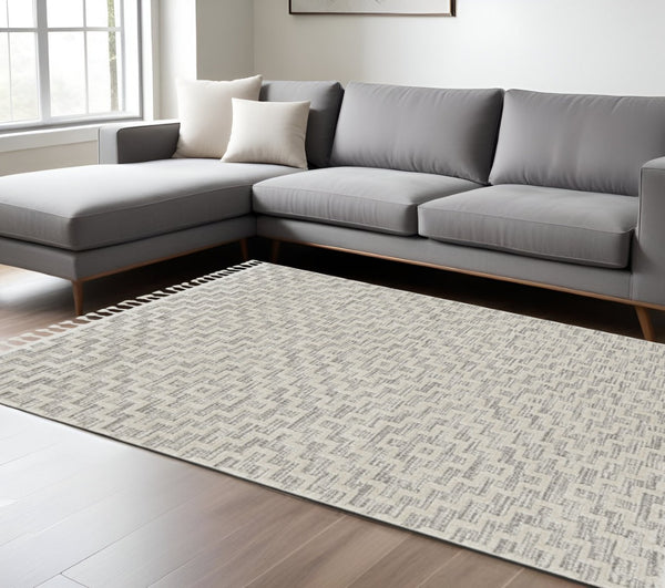 HomeRoots 12' Gray and Ivory Geometric Area Rug - Modern Elegant Design for Living Spaces and Comfort Underfoot 12' X 15' 375682