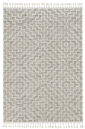 HomeRoots 12' Gray and Ivory Geometric Area Rug - Modern Elegant Design for Living Spaces and Comfort Underfoot 8" Runner 375683