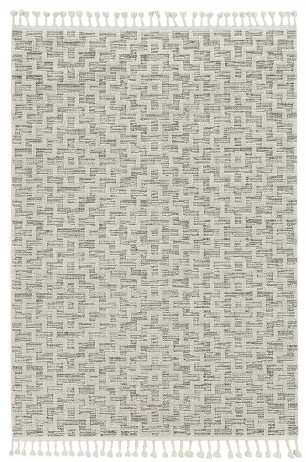 HomeRoots 12' Gray and Ivory Geometric Area Rug - Modern Elegant Design for Living Spaces and Comfort Underfoot 8" Runner 375683