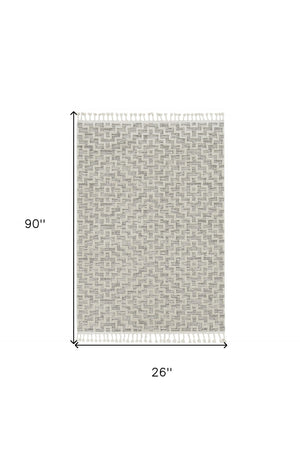 HomeRoots 12' Gray and Ivory Geometric Area Rug - Modern Elegant Design for Living Spaces and Comfort Underfoot 8" Runner 375683