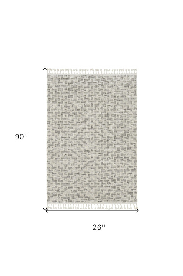 HomeRoots 12' Gray and Ivory Geometric Area Rug - Modern Elegant Design for Living Spaces and Comfort Underfoot 8" Runner 375683