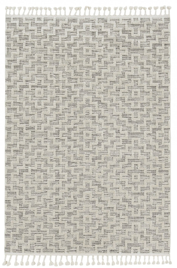 HomeRoots 12' Gray and Ivory Geometric Area Rug - Modern Elegant Design for Living Spaces and Comfort Underfoot 8" Runner 375683