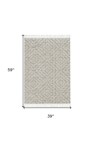 HomeRoots 12' Gray and Ivory Geometric Area Rug - Modern Elegant Design for Living Spaces and Comfort Underfoot 3' X 5' 375684