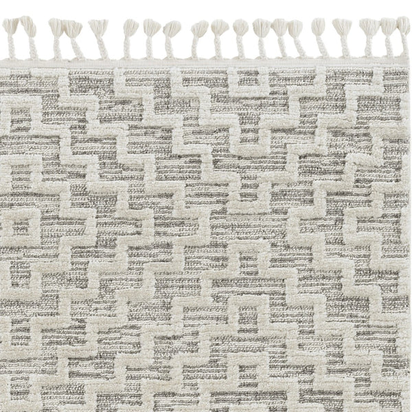 HomeRoots 12' Gray and Ivory Geometric Area Rug - Modern Elegant Design for Living Spaces and Comfort Underfoot 5" x 8" 375685