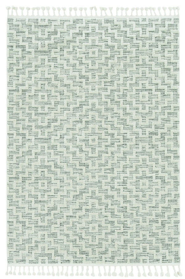 HomeRoots 12' Gray and Ivory Geometric Area Rug - Modern Elegant Design for Living Spaces and Comfort Underfoot 5" x 8" 375685